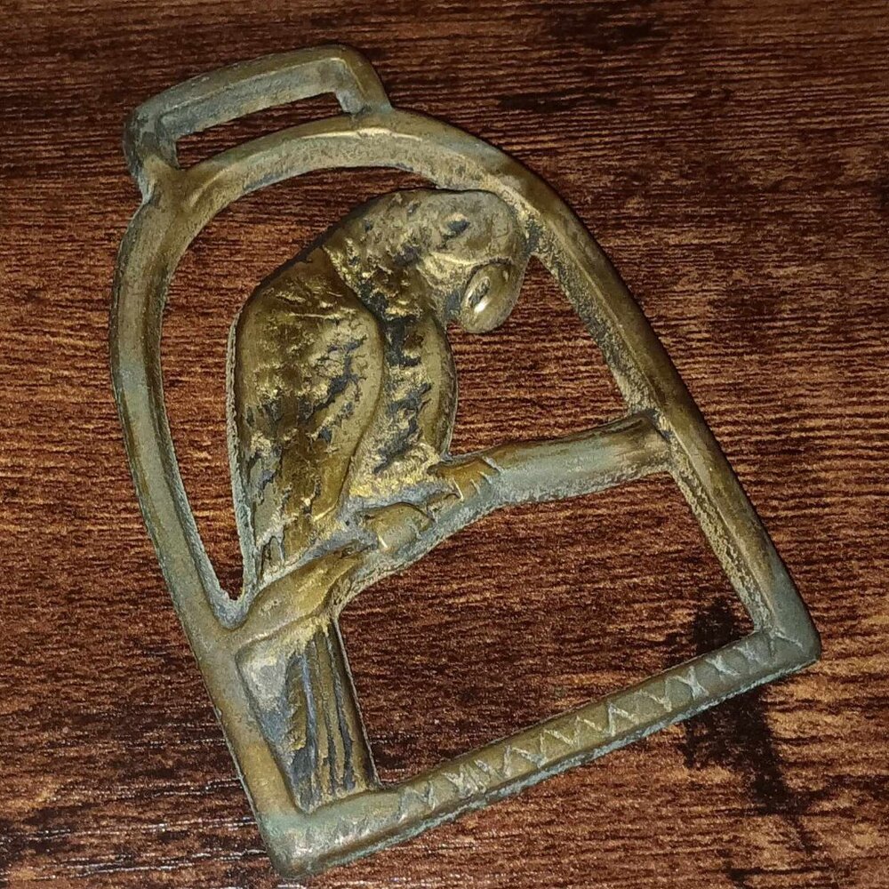 Vintage Carved Brass Parrot Wall Hanging